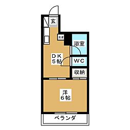 メゾンアルファIII 5階1DKの間取り