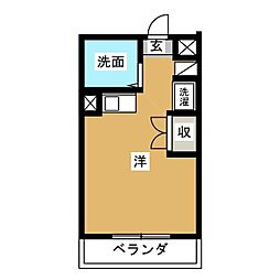 ラ・パイクス6112 1階ワンルームの間取り