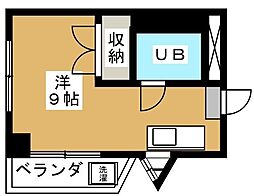 エルムーントビサン1 2階ワンルームの間取り