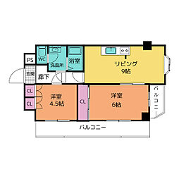 ベイシティマルゴ 4階2LDKの間取り