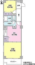 トミクラVI 2階2DKの間取り