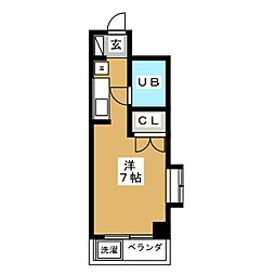 フジマンション第3 2階ワンルームの間取り