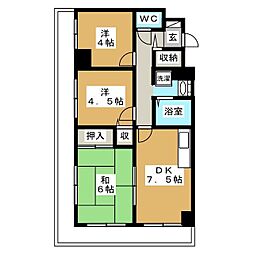シャンブル西葛西 3階3DKの間取り