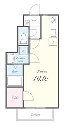 コンフォートアソシア 1階ワンルームの間取り