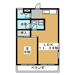 第五サンキビル 1LDKの間取図画像