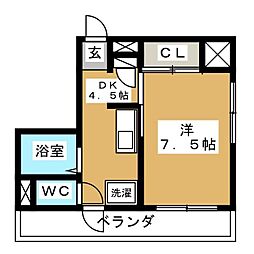 ユウハイム1 1DKの間取図画像