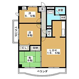 グロリア壹番館 3LDKの間取図画像