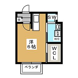 クレール3 ワンルームの間取図画像