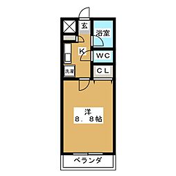 アルキ 1Kの間取図画像