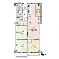 北野ハイツ 3LDKの間取図画像