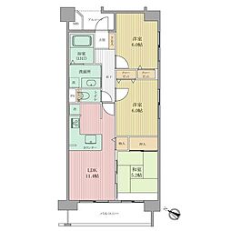 サンコーフィラン此花 3LDKの間取図画像