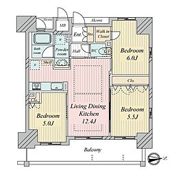 エステムコート谷町四丁目 3LDKの間取図画像