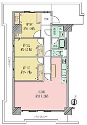 千舟リバーサイドヴィラA棟 3LDKの間取図画像