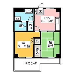 コーポホリウチ 4階2DKの間取り