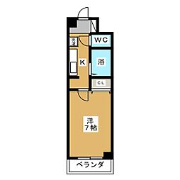 新田町小川マンション 3階1Kの間取り