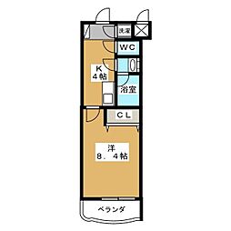 グランメゾン椿森 1階1Kの間取り