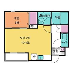 ジークレスト千葉浜野 1階1LDKの間取り