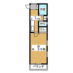 稲毛台フラット 1階1Kの間取り
