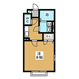 エクセルVIII 2階1Kの間取り