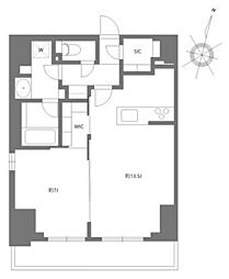 プライムメゾン千葉新町 1LDKの間取図画像
