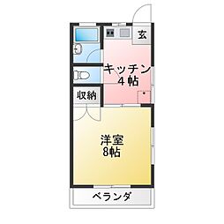白菊ハイツB 1Kの間取図画像