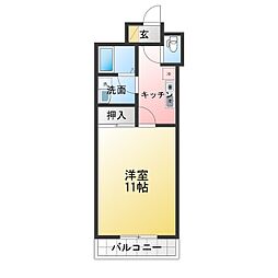 リバパレス稲毛 1Kの間取図画像