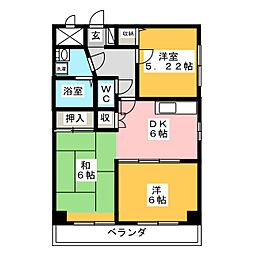 ホーリーグランド稲毛山王 3DKの間取図画像