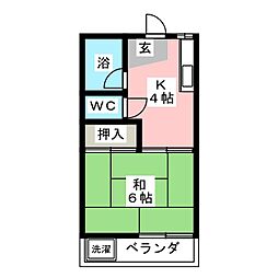 高井ハイツB 1Kの間取図画像