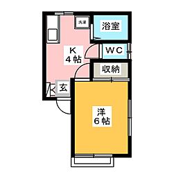 グリーンピア都賀3 1Kの間取図画像