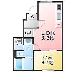 ナリトモ赤井A 1LDKの間取図画像