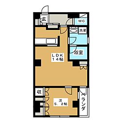 フセハイツ 1LDKの間取図画像