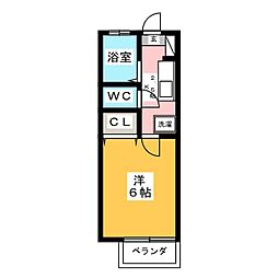 第一わらびハイツ 1Kの間取図画像