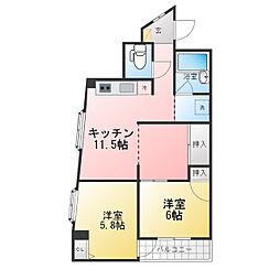 シーダーヒルズ都賀 2LDKの間取図画像