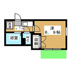 オーク・パレス 1Kの間取図画像