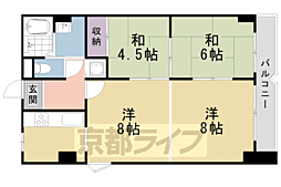 京都市営烏丸線 四条駅 徒歩5分の賃貸マンション 9階3LDKの間取り