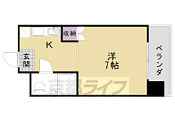 ヴィルベール桂 3階1Kの間取り