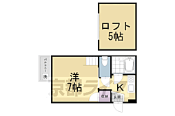 京都市営烏丸線 五条駅 徒歩3分の賃貸アパート 2階1Kの間取り