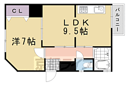 プリオール京都 3階1LDKの間取り