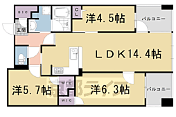 パラドール太秦丸太町通 3階3LDKの間取り