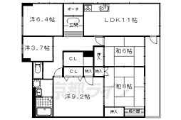 ガーデンヒル鳴滝 1階4SLDKの間取り