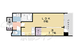 JR東海道・山陽本線 西大路駅 徒歩10分の賃貸マンション 3階1LDKの間取り