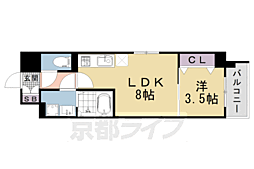 ＣＲＥＳＴ　ＴＡＰＰ　京都西京極　ＤＥＸ 5階1LDKの間取り