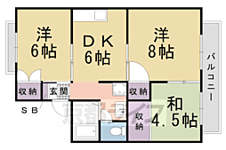 オレンジハイツ 2階3DKの間取り