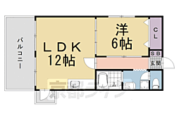 京都市営烏丸線 四条駅 徒歩10分の賃貸マンション 1階1LDKの間取り