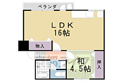 樫原賃貸共同住宅Ｂ棟 1階1LDKの間取り