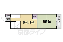 グランディール嵯峨 2階2Kの間取り