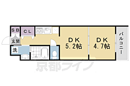 ファステート京都西KIWAMI 1DKの間取図画像