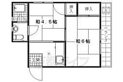 京阪本線 鳥羽街道駅 徒歩6分の賃貸マンション 2階2Kの間取り