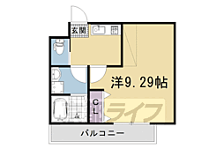 仮）フラッティ西京極 4階1Kの間取り