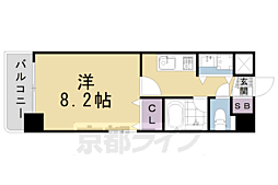 JR東海道・山陽本線 西大路駅 徒歩3分の賃貸マンション 8階1Kの間取り